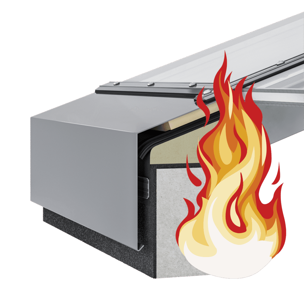 Glastak och Lanterniner 4 Kontstruktionsdetalj i genomskärning av glastak/lanternin Scanlight System med brandklass REI30 / REI60